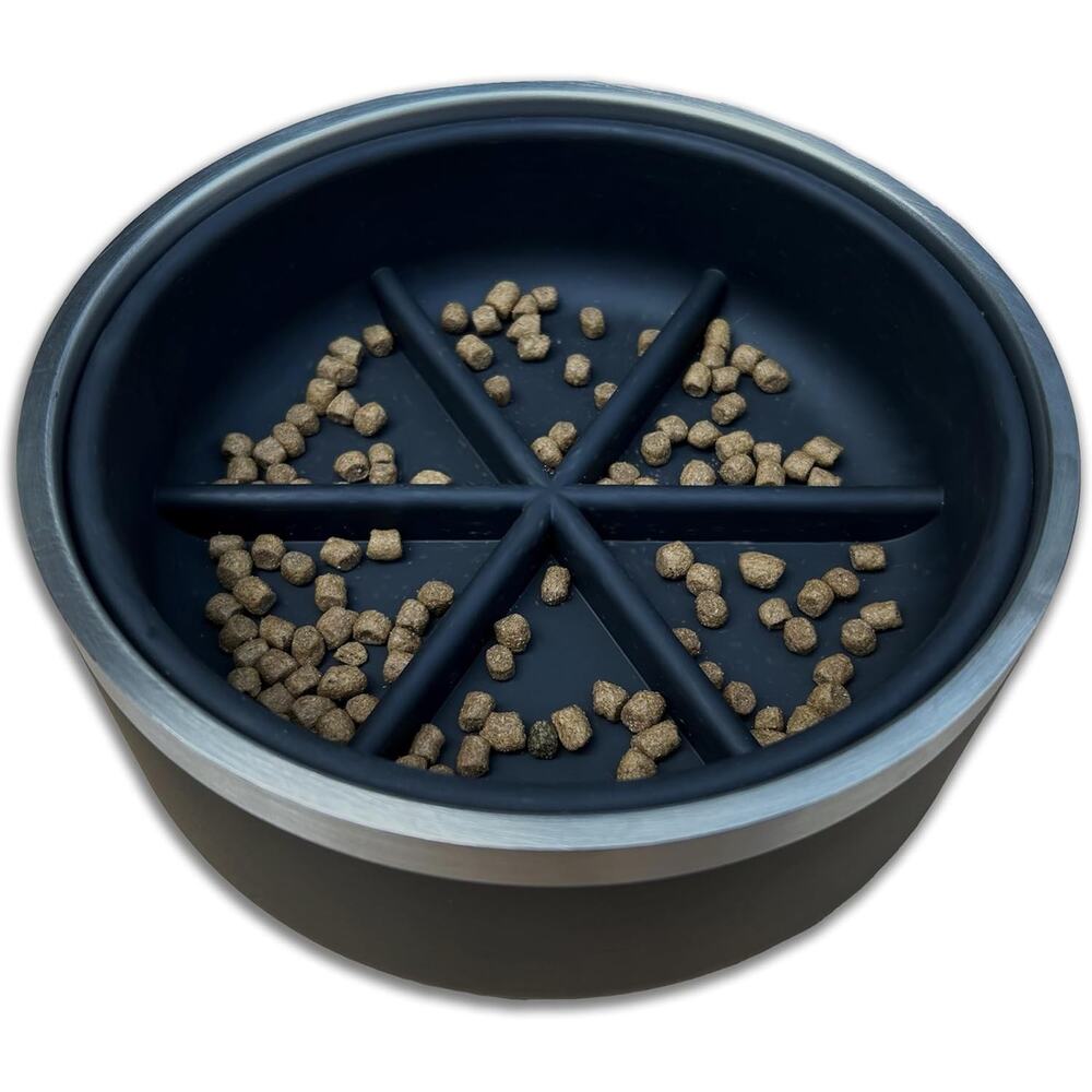 Modern Haus - Slow Feeder Pet Bowl, 32oz (4 Cups) with Removable Insert Black